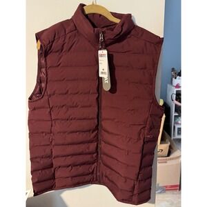 32 Degrees Heat Mens Puffer Vest Port Royal Burgundy Red Full Zip Medium NEW